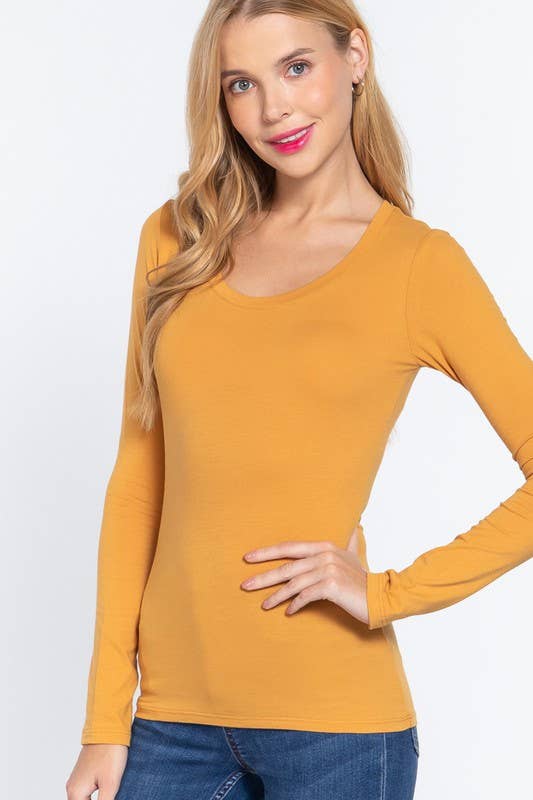 Long Sleeve Scoop Neck Top