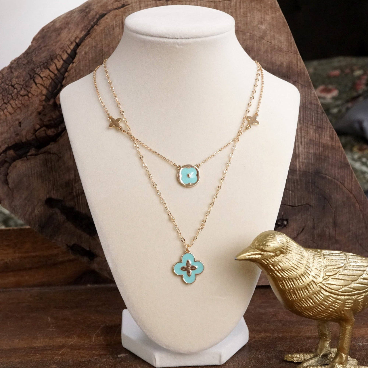 Clover Dainty Layered Necklace – Gold Tone & Color Options