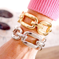 Thumbnail for Chunky Chain Statement Stretchy Bangle Bracelet in gold or silver tone