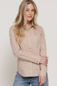 Thumbnail for Long Sleeve Button Down Stretch Poplin Shirt
