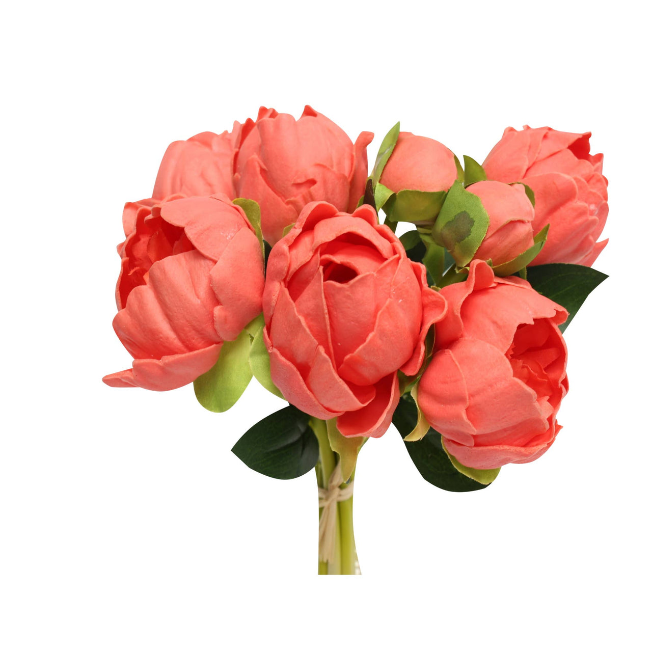 Pack of 7 Flower Stems-Real touch artificial Peony bundle: Coral Reef