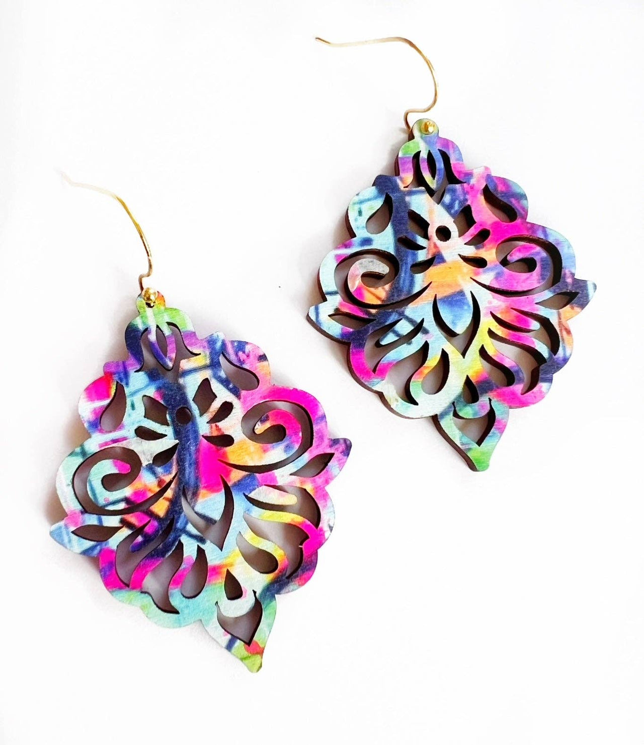 Damask Drop Earring - Colorful Bright Summer Statement Earring