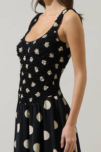 Thumbnail for The Demi Dress, Ruched Polka Dot Midi Dress