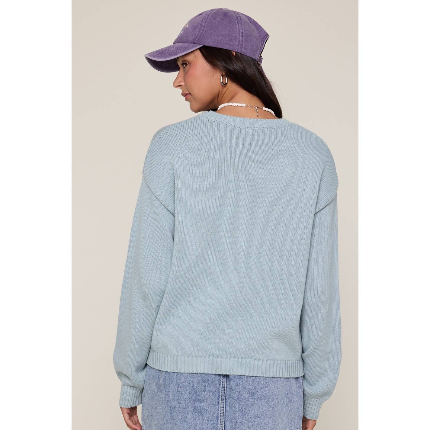 The Lucienne Fish Knit Sweater | Dusty Blue