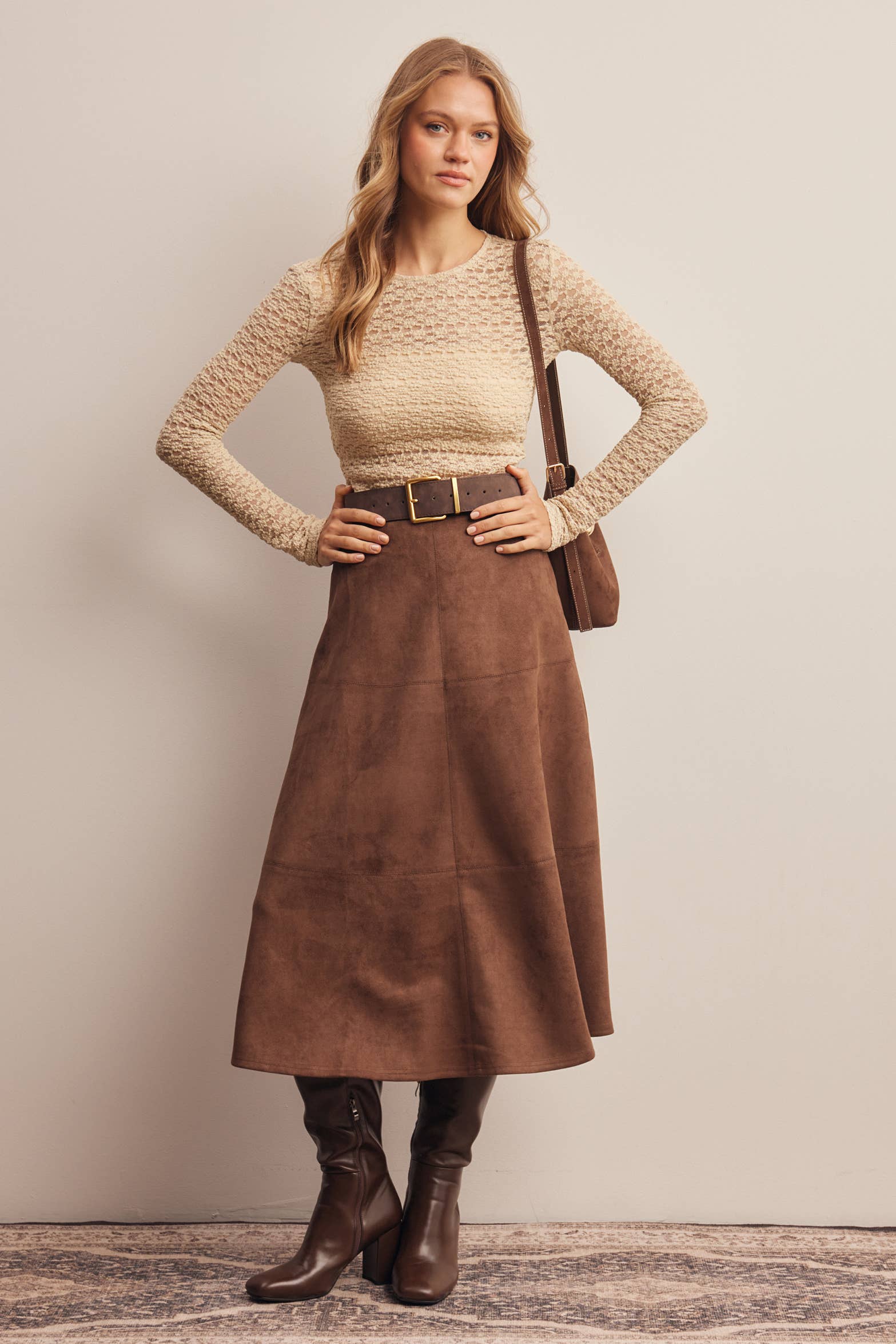 The Adelaide Suede Midi Skirt