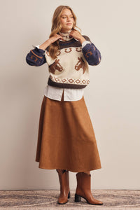 Thumbnail for Stretched Suede A-Line Midi Skirt FSK0023