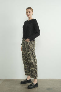 Thumbnail for Leopard Print Baggy Barrel Jeans with Wide-Leg Fit and Mid-Rise Waist