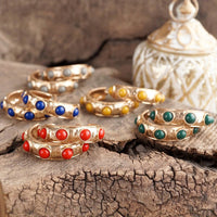 Thumbnail for Jeweled Bubble Hoop Earrings – Colorful Acrylic Cabochons