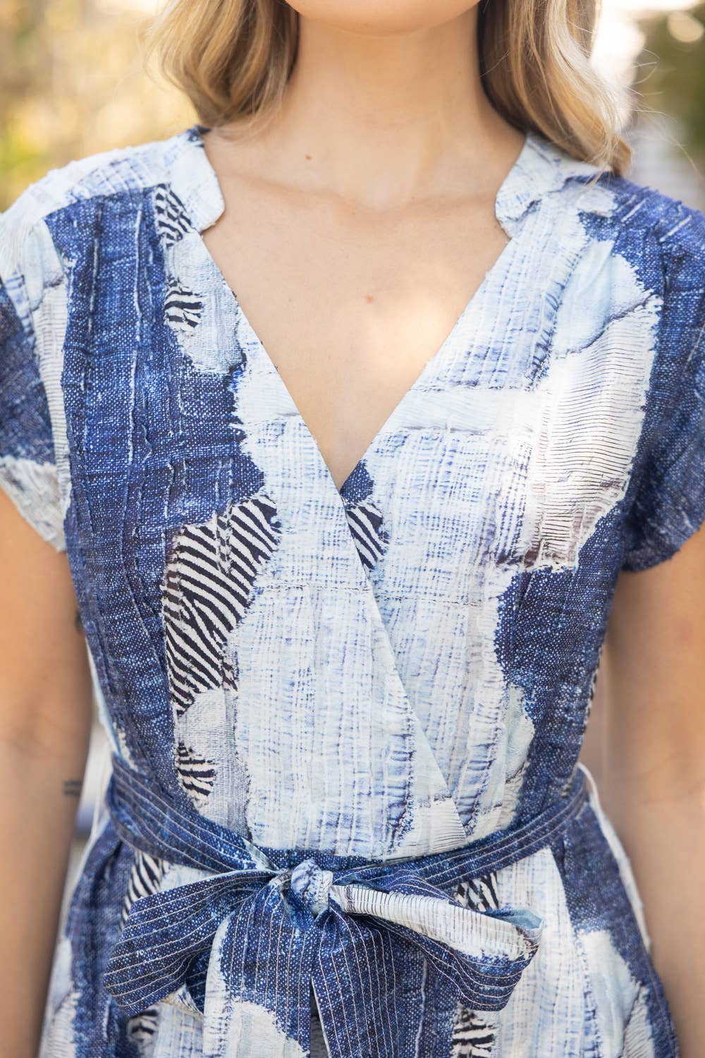 Snap Button Faux Wrap Dress