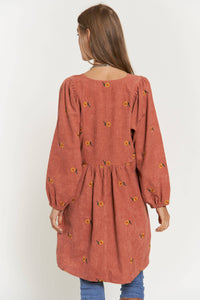 Thumbnail for Plus Corduroy Quilted Mini Dress