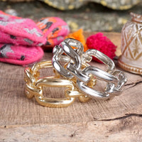 Thumbnail for Chunky Chain Statement Stretchy Bangle Bracelet in gold or silver tone