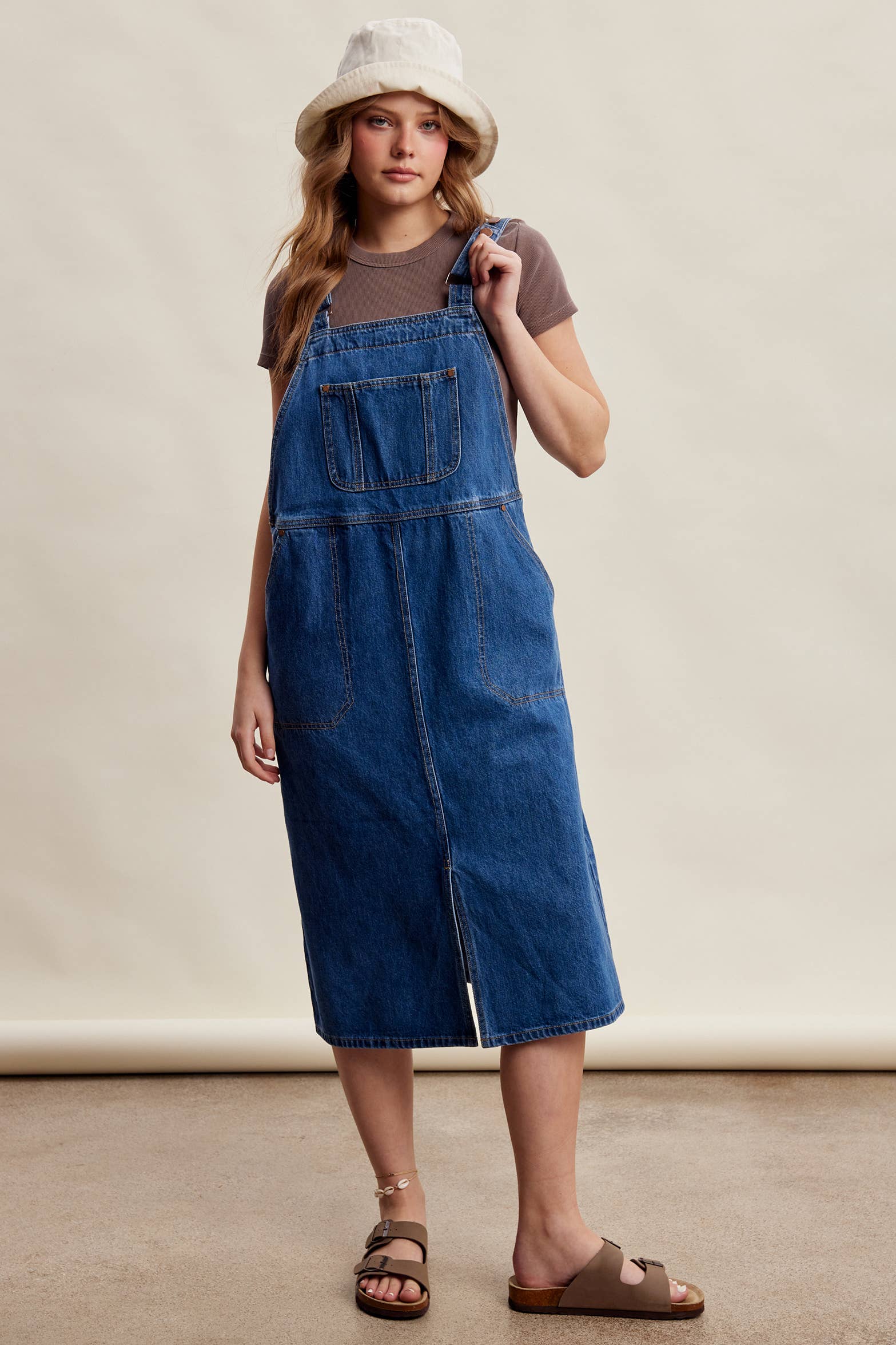 The Juliette Dress, Denim Overall Midi Dress