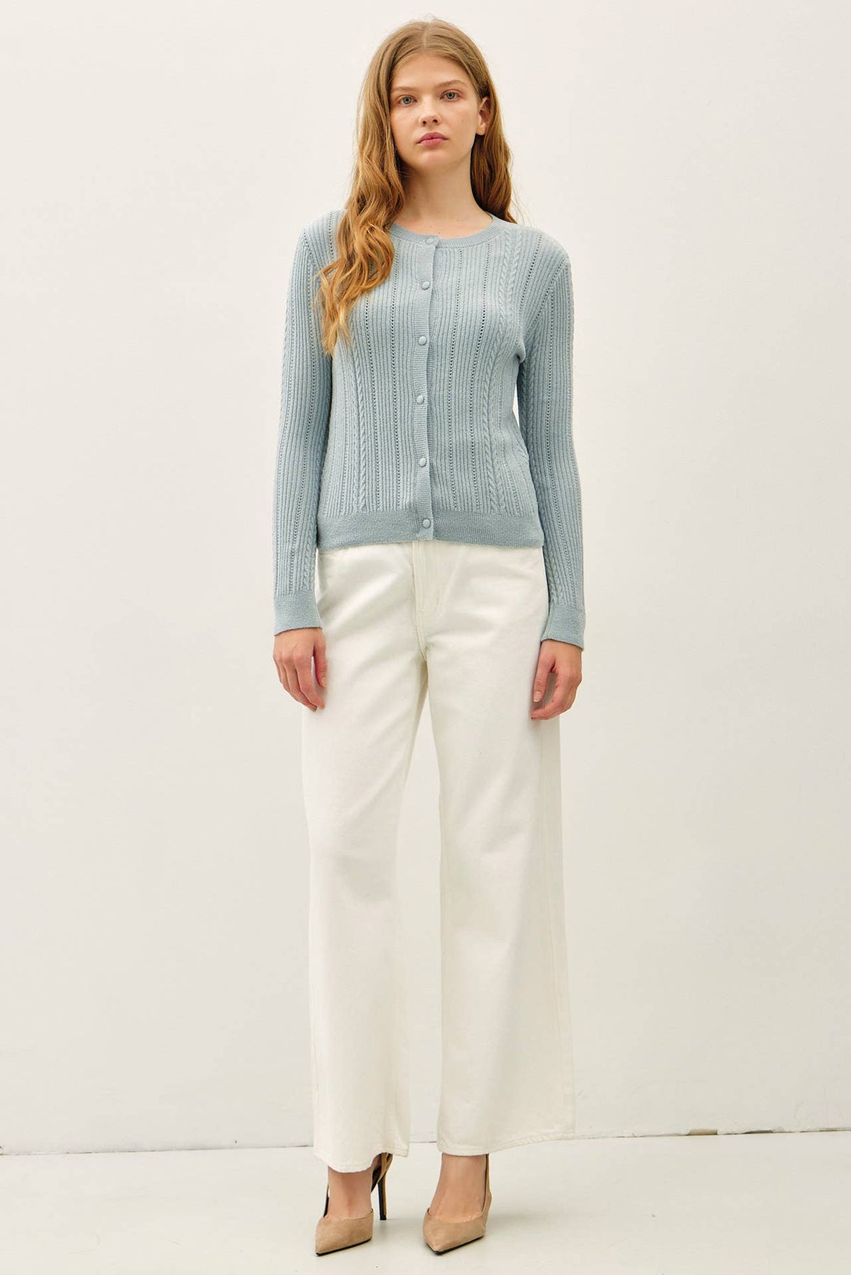 ULTRA SOFT POINTELLE FITTED CARDIGAN