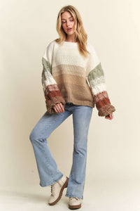 Thumbnail for PUFF SLEEVE OMBRE SWEATER TOP