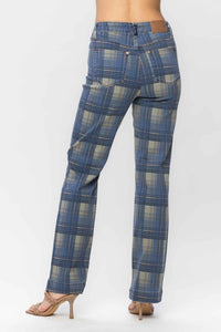 Thumbnail for HW Vintage Look Plaid Straight