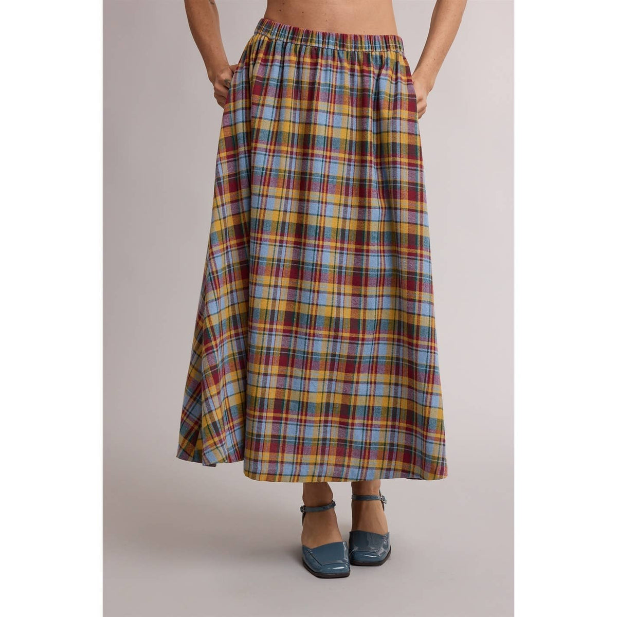 PLAID A-LINE MIDI SKIRT / WL26-13256