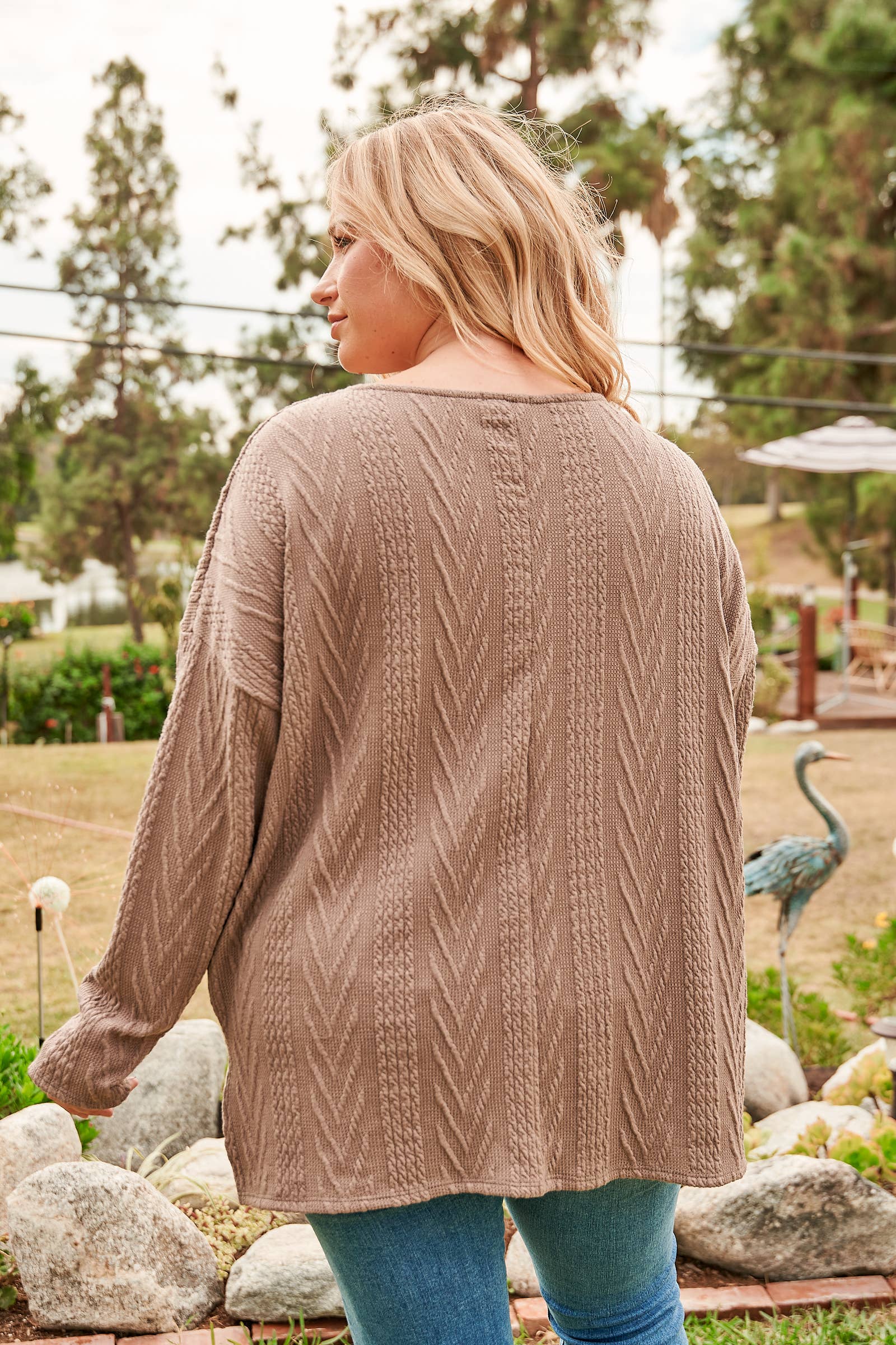 Plus size Oversized fit cable knit top-PLT4996