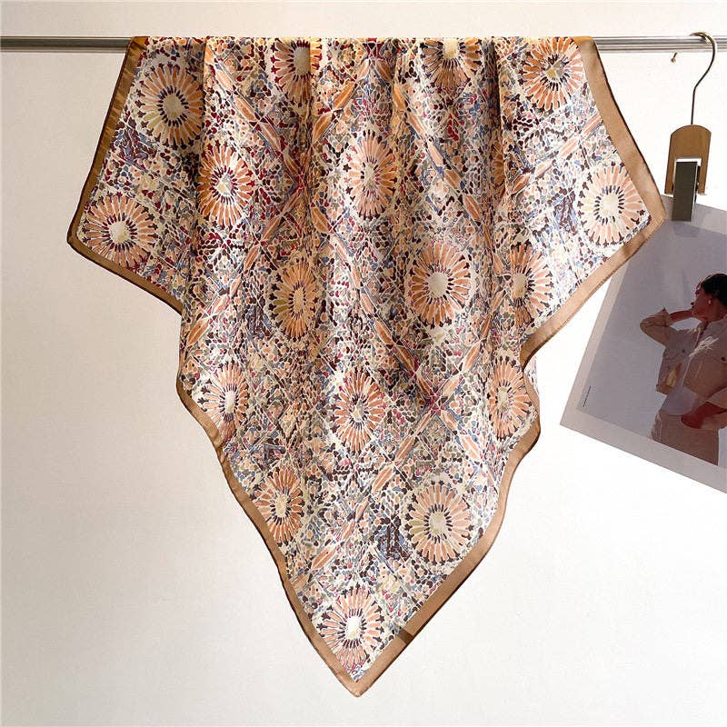 Vintage Print Silk Scarf