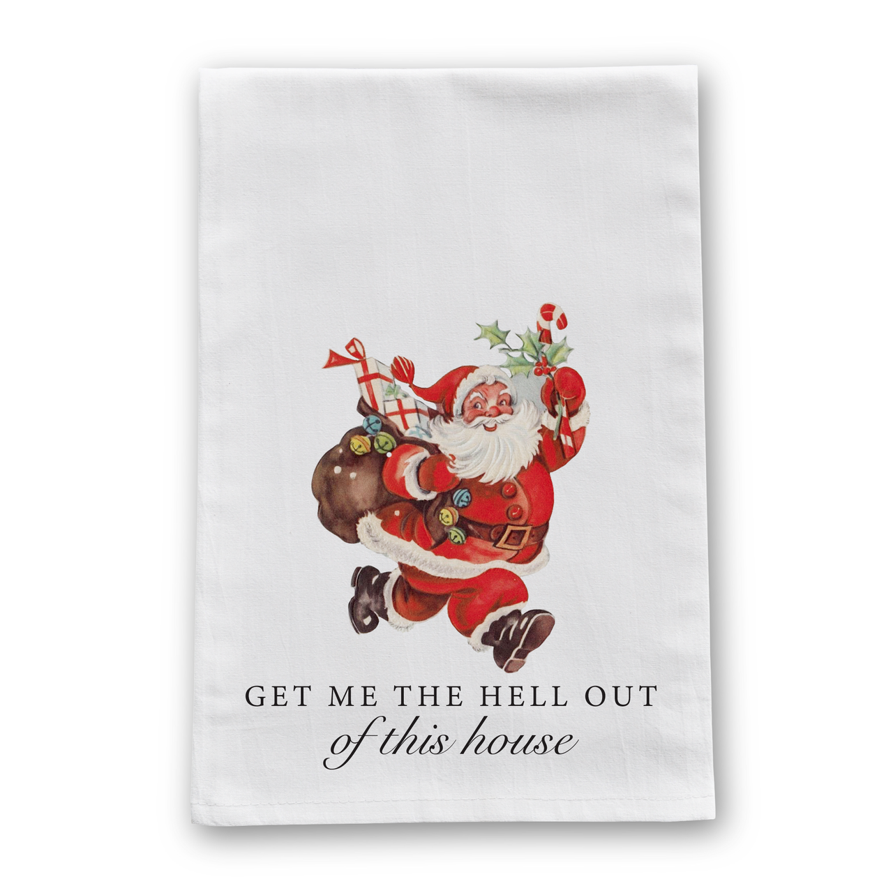 Get Me The Hell Out Vintage Retro Christmas Tea Towel