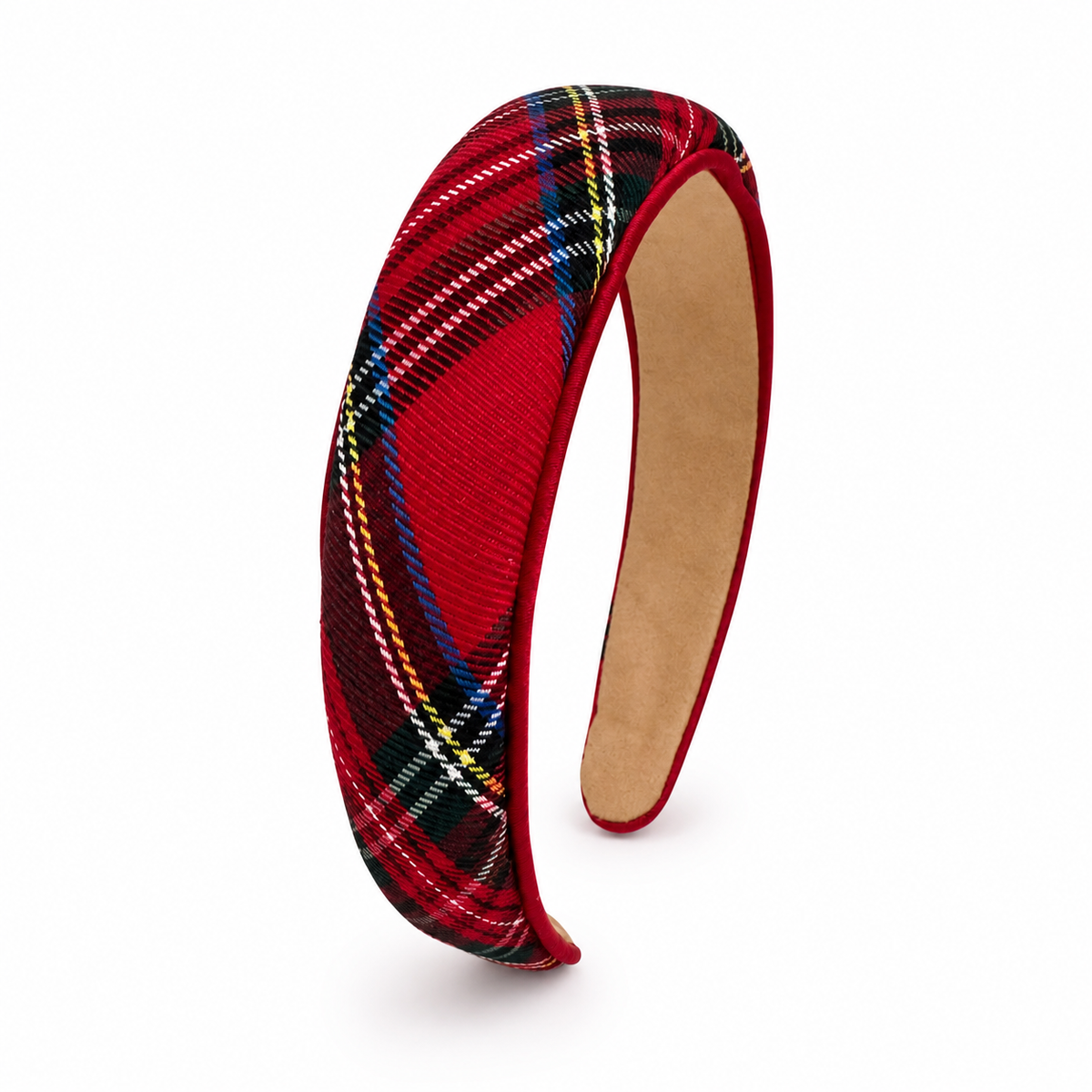 Ellison+Young Holiday Satin Plaid Piped Headband, Limited Edition