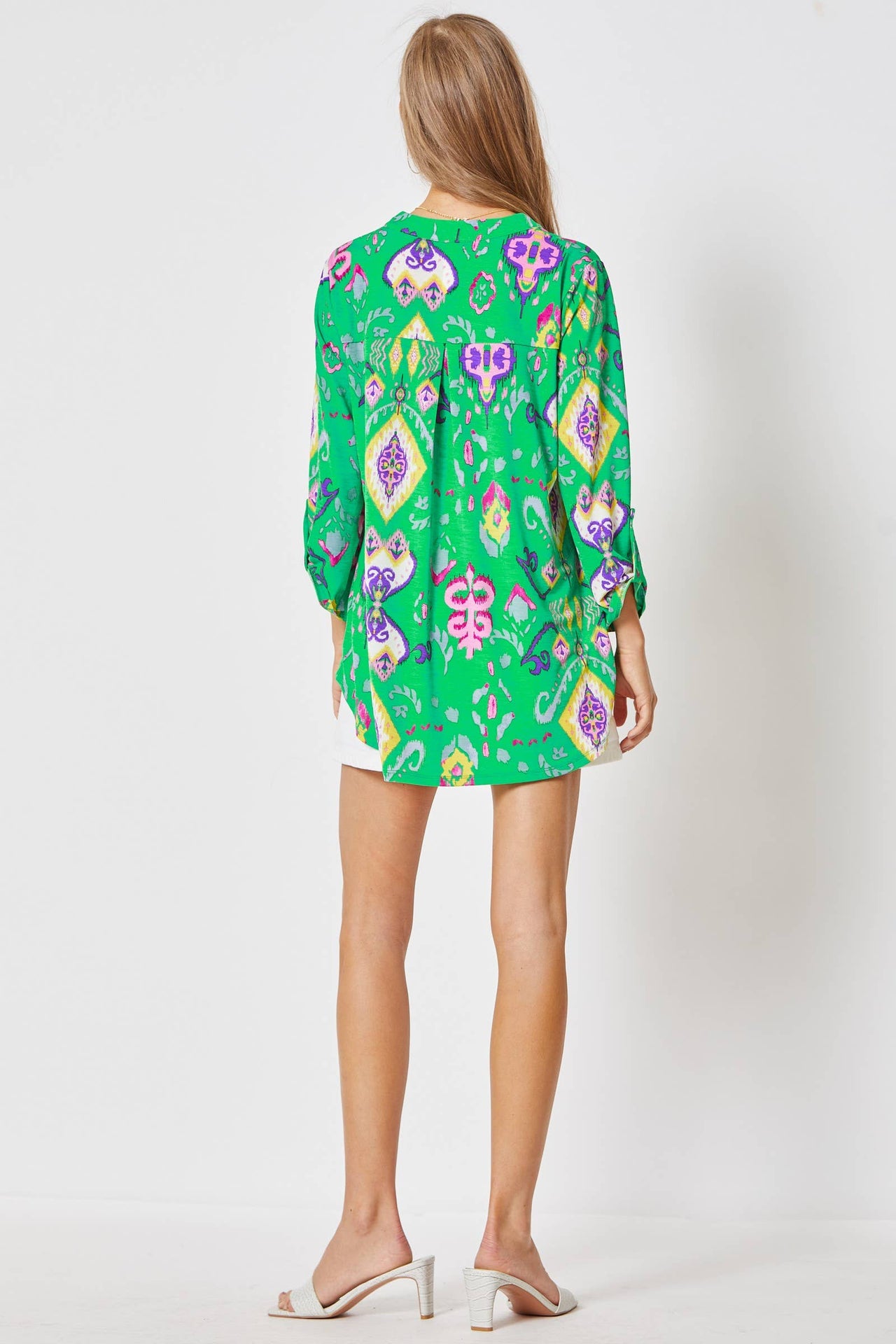3/4 Sleeve Lizzy Wrinkle Free Blouse: Emerald