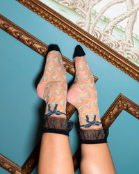 Thumbnail for Repeat Floral Ruffle Sheer Crew Sock