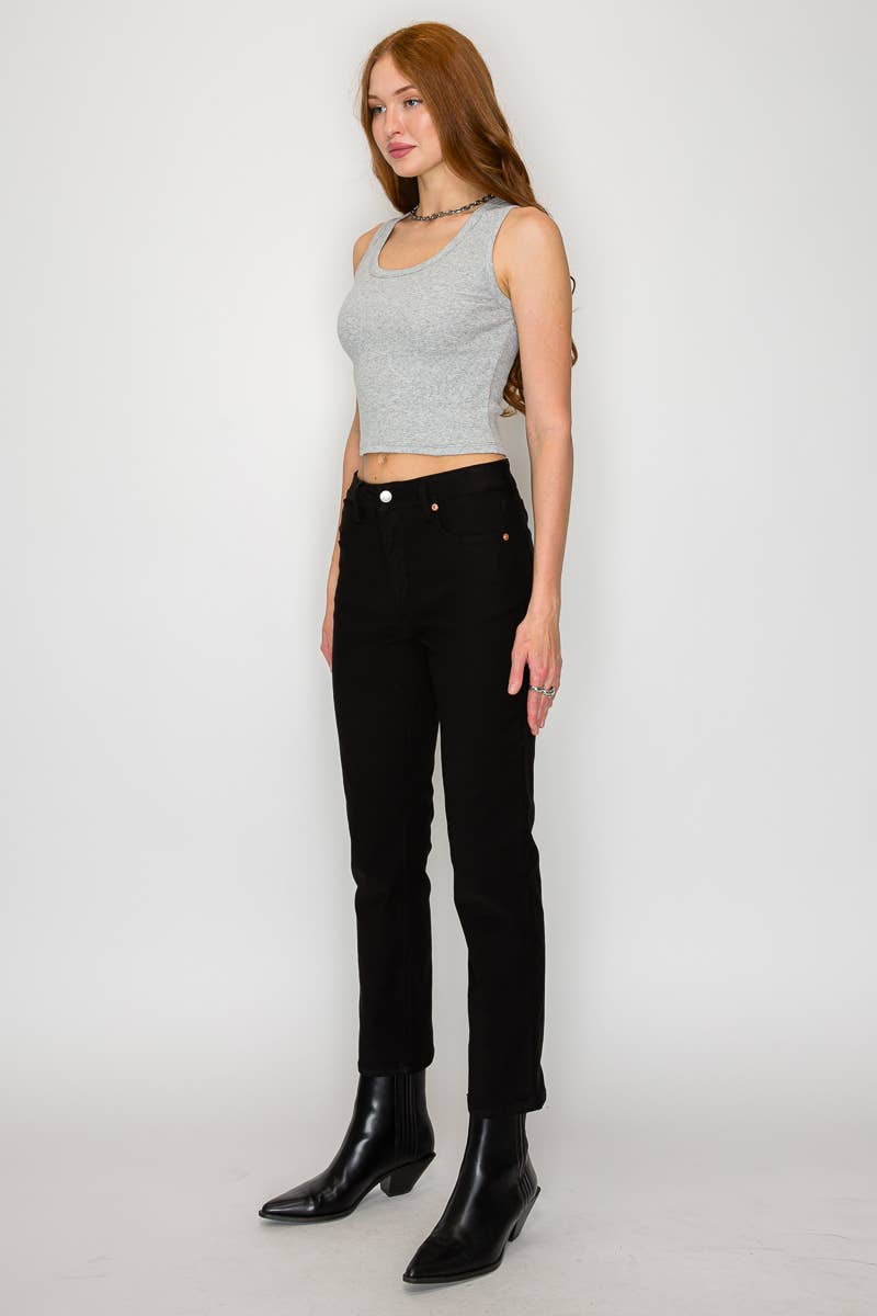 HIGH RISE TUMMY CONTROL ANKEL SLIM STRAIGHT PFD JEANS