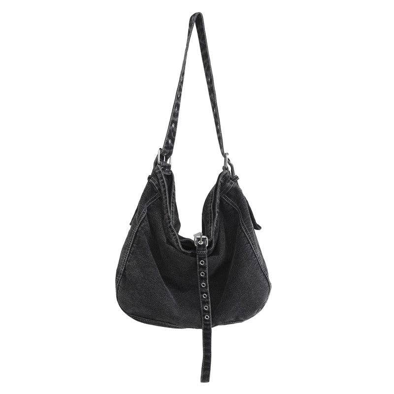 Stylish Crossbody Denim Canvas Bag - Large Capacity