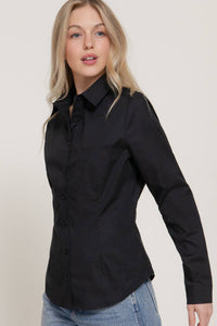 Thumbnail for Long Sleeve Button Down Stretch Poplin Shirt