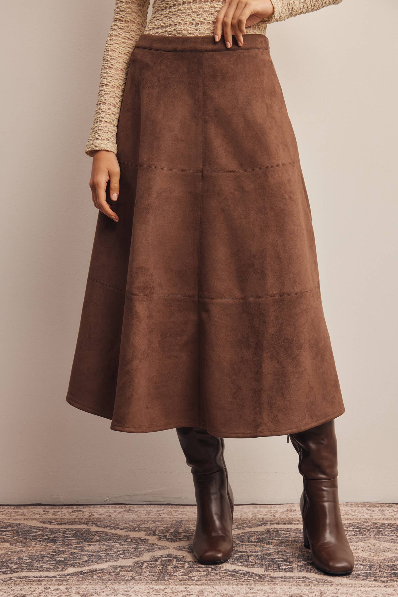 The Adelaide Suede Midi Skirt