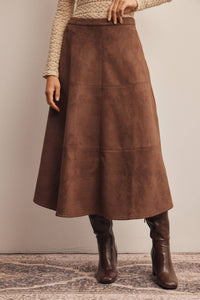 Thumbnail for Stretched Suede A-Line Midi Skirt FSK0023