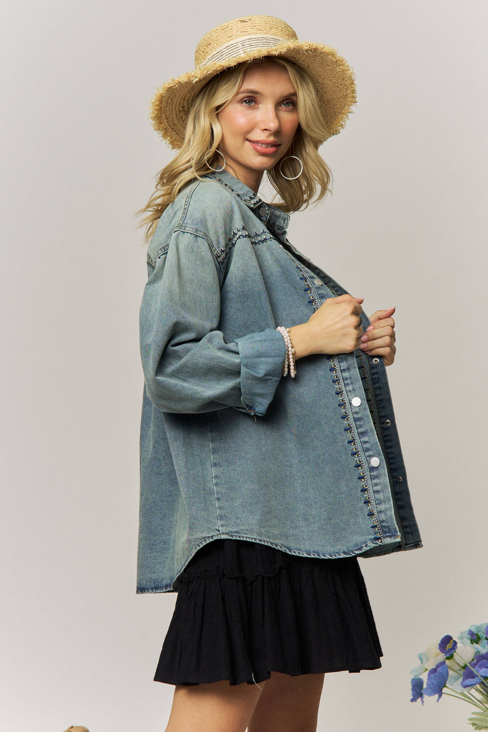 The Sabine Embroidered Denim Shirt
