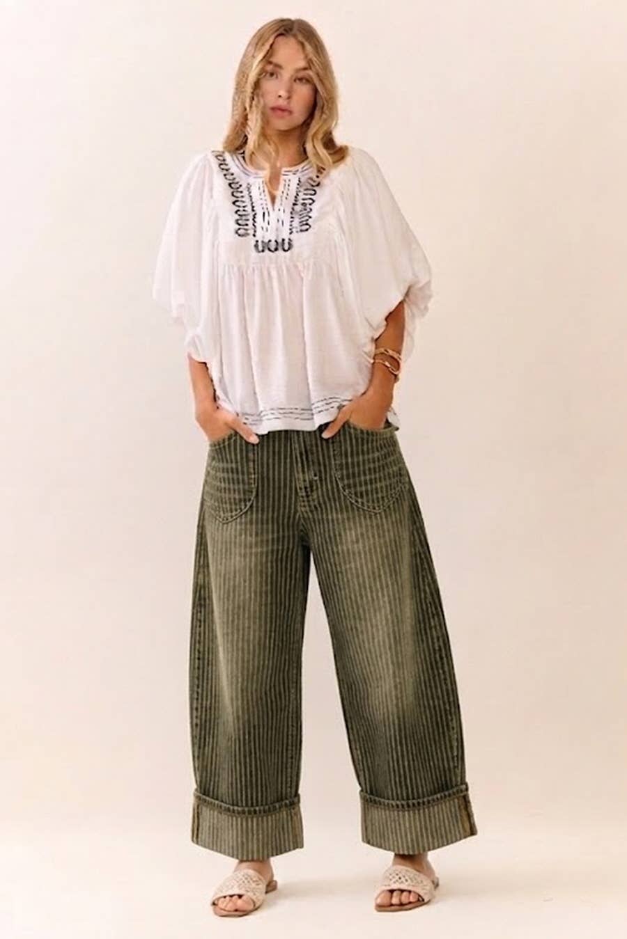 The Maren Striped Barrel Pants