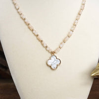 Thumbnail for Short Beaded Clover Pendant Necklace with Semi-Precious Stone Beads