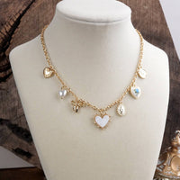 Thumbnail for Keepsake Hearts – Multi-Charm Heart Necklace in Gold Tone