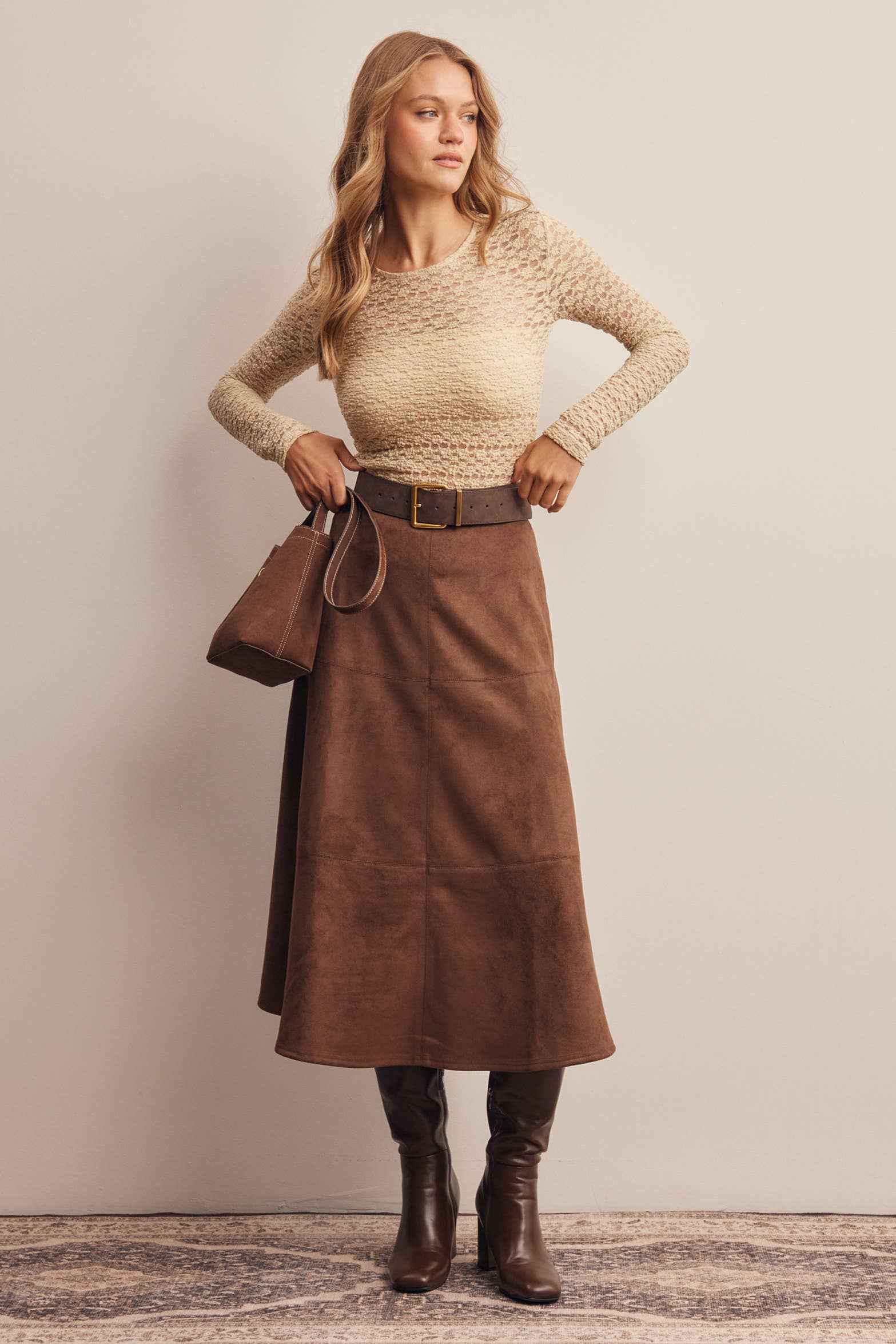 The Adelaide Suede Midi Skirt