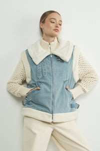 Thumbnail for DENIM SHERPA MIXED VEST