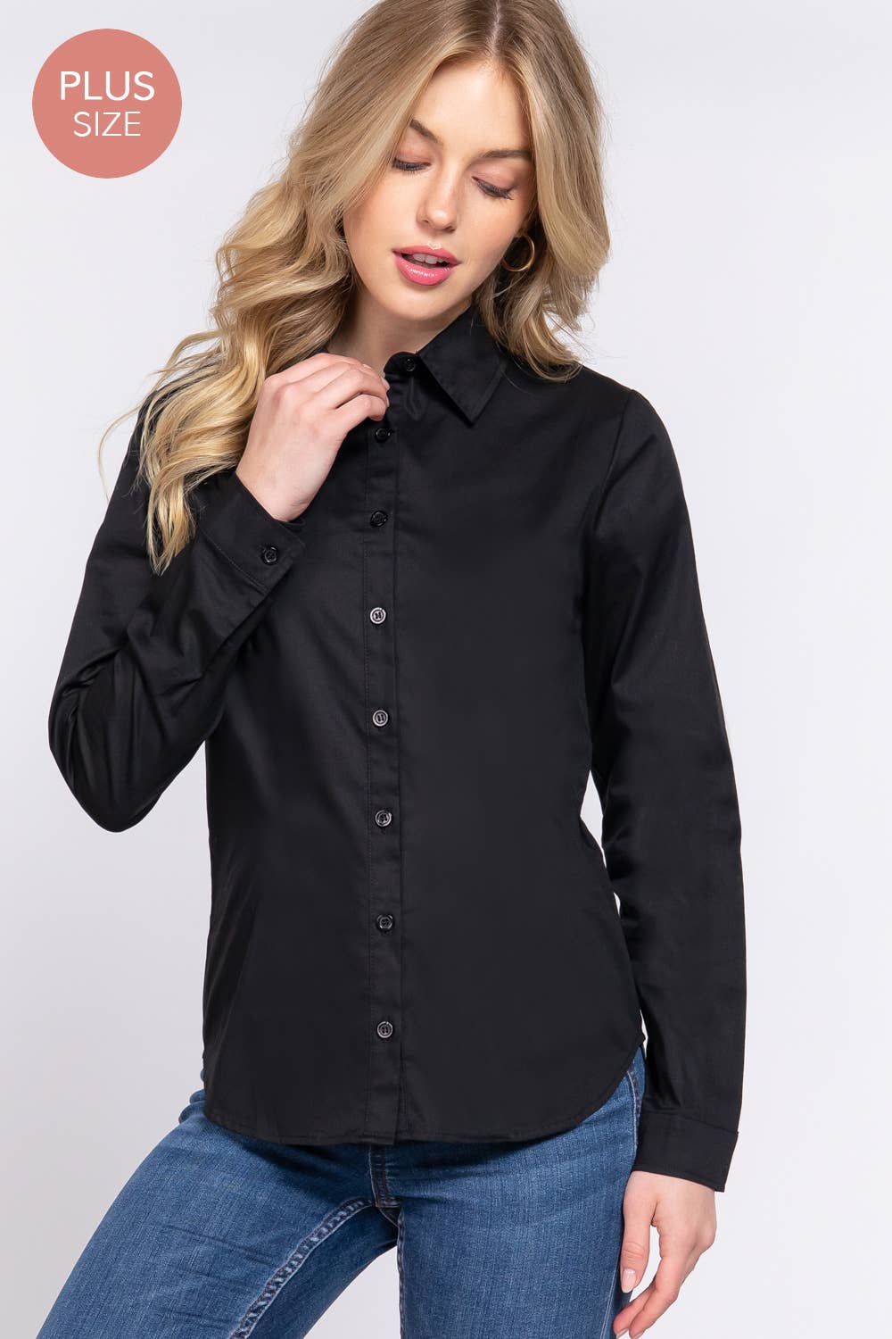 The Vivienne Shirt - Curvy, Stretch Cotton Button Down