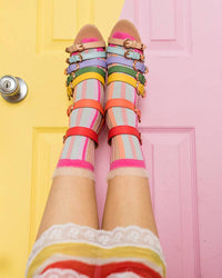 Thumbnail for Candy Stripe Ruffle Crew Sock