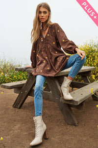Thumbnail for Plus Corduroy Quilted Mini Dress