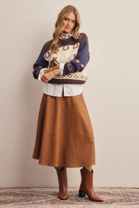 Thumbnail for Stretched Suede A-Line Midi Skirt FSK0023