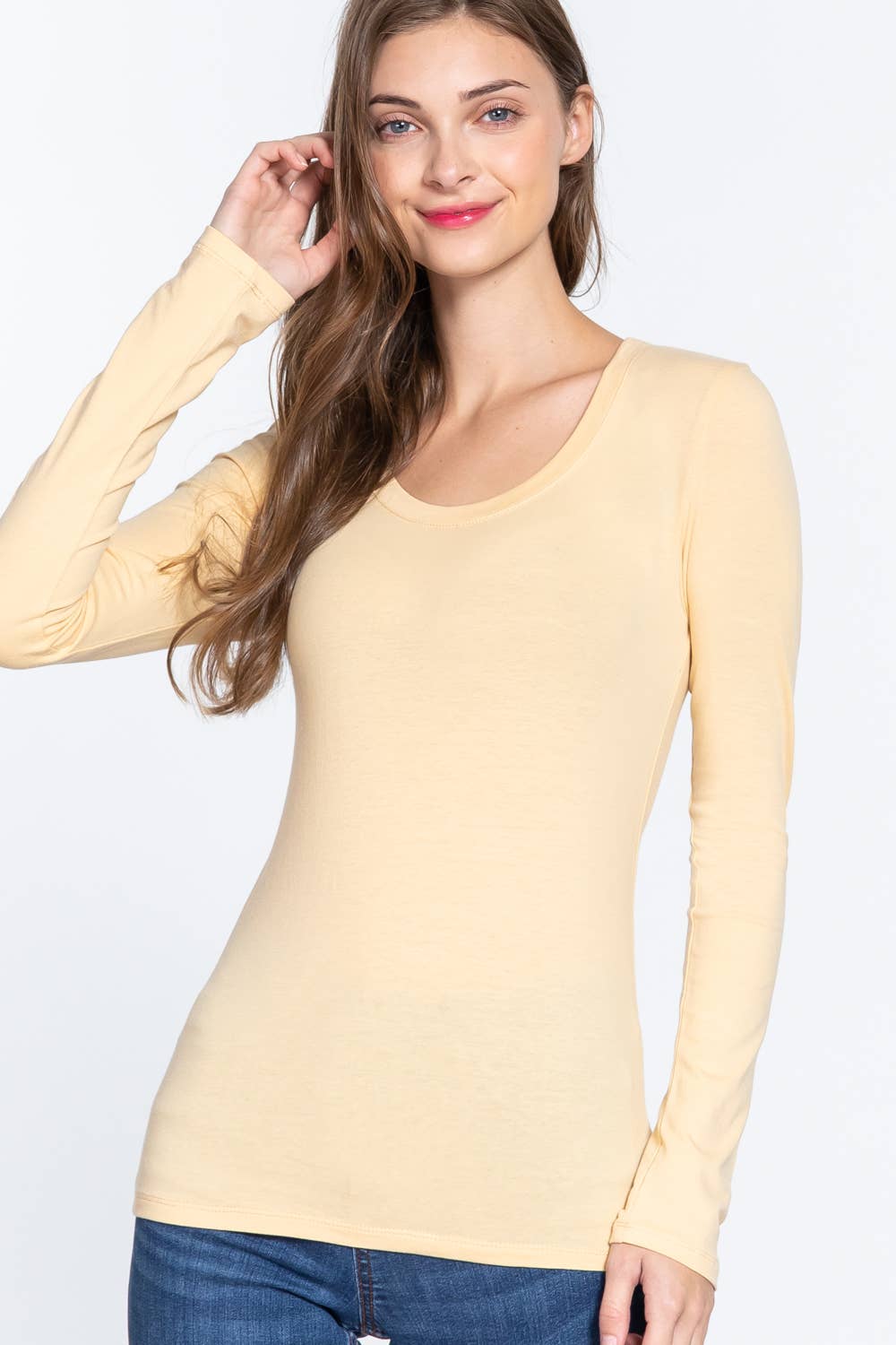 Long Sleeve Scoop Neck Top
