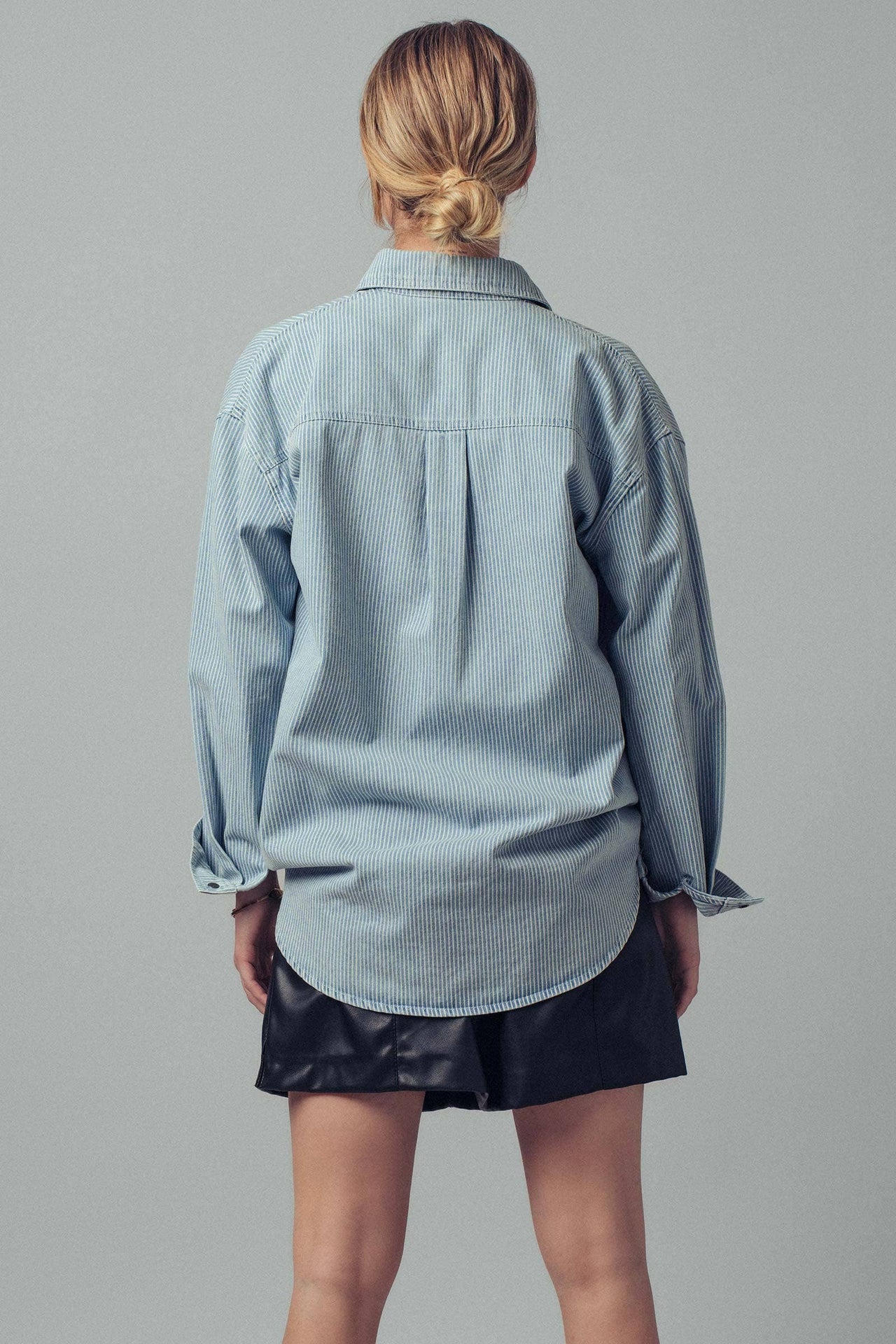 Oversized Pinstripe Button-Up Shirt