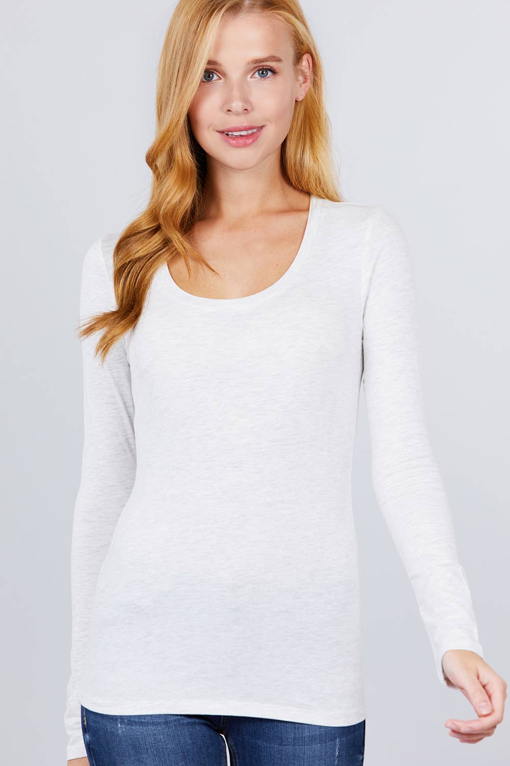 The Camille Tee | Cotton Scoop Neck Long Sleeve Top