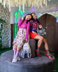 Thumbnail for Wicked Glinda Land Butterfly Shimmer Sheer Crew Sock