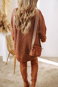 Thumbnail for Grace Cable Knit Loose Fit Knit Sweater Dress