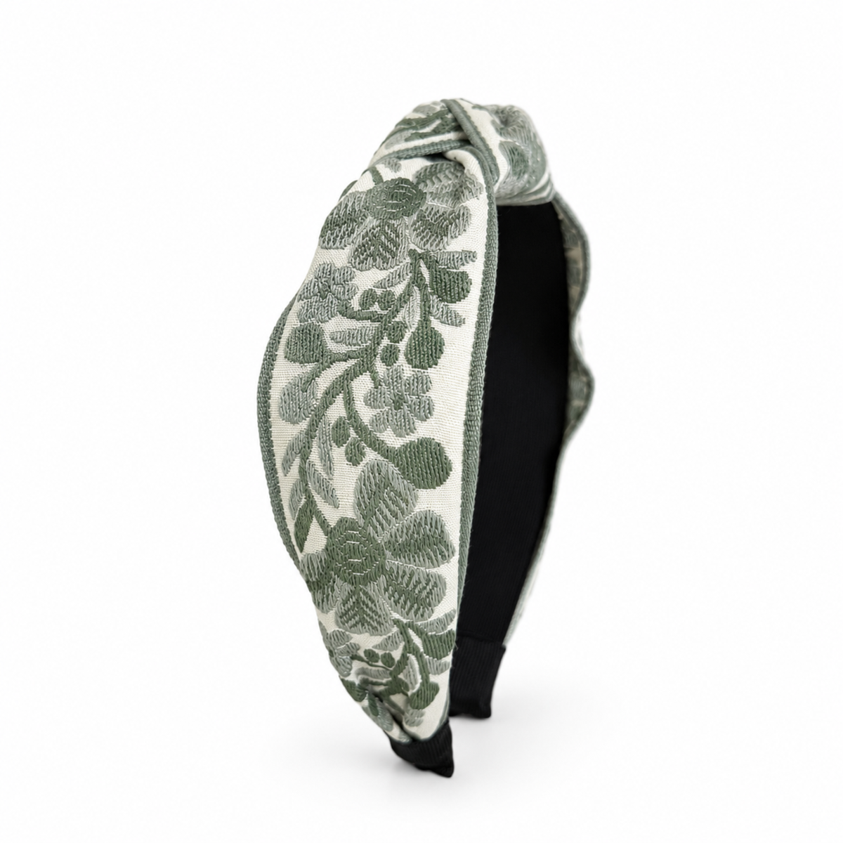 French Floral Woven Headband – Embroidered Texture