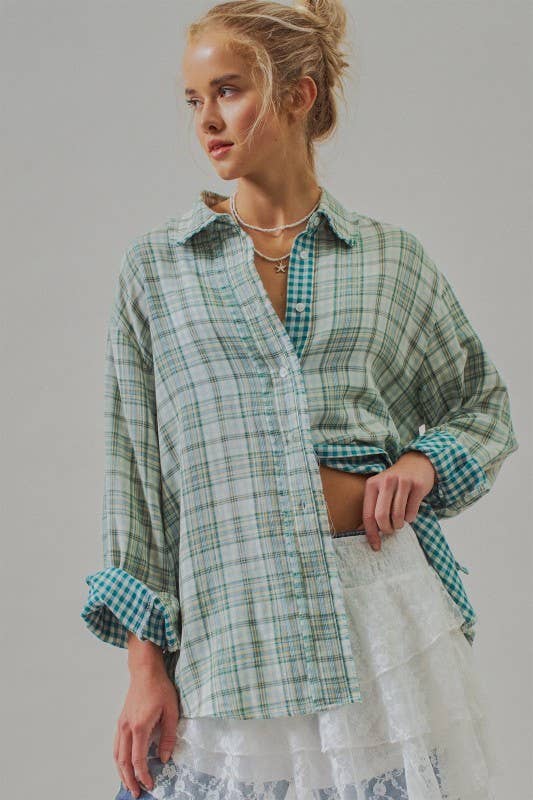 The Élodie Shirt, Reversible Double Gauze Plaid Button Down