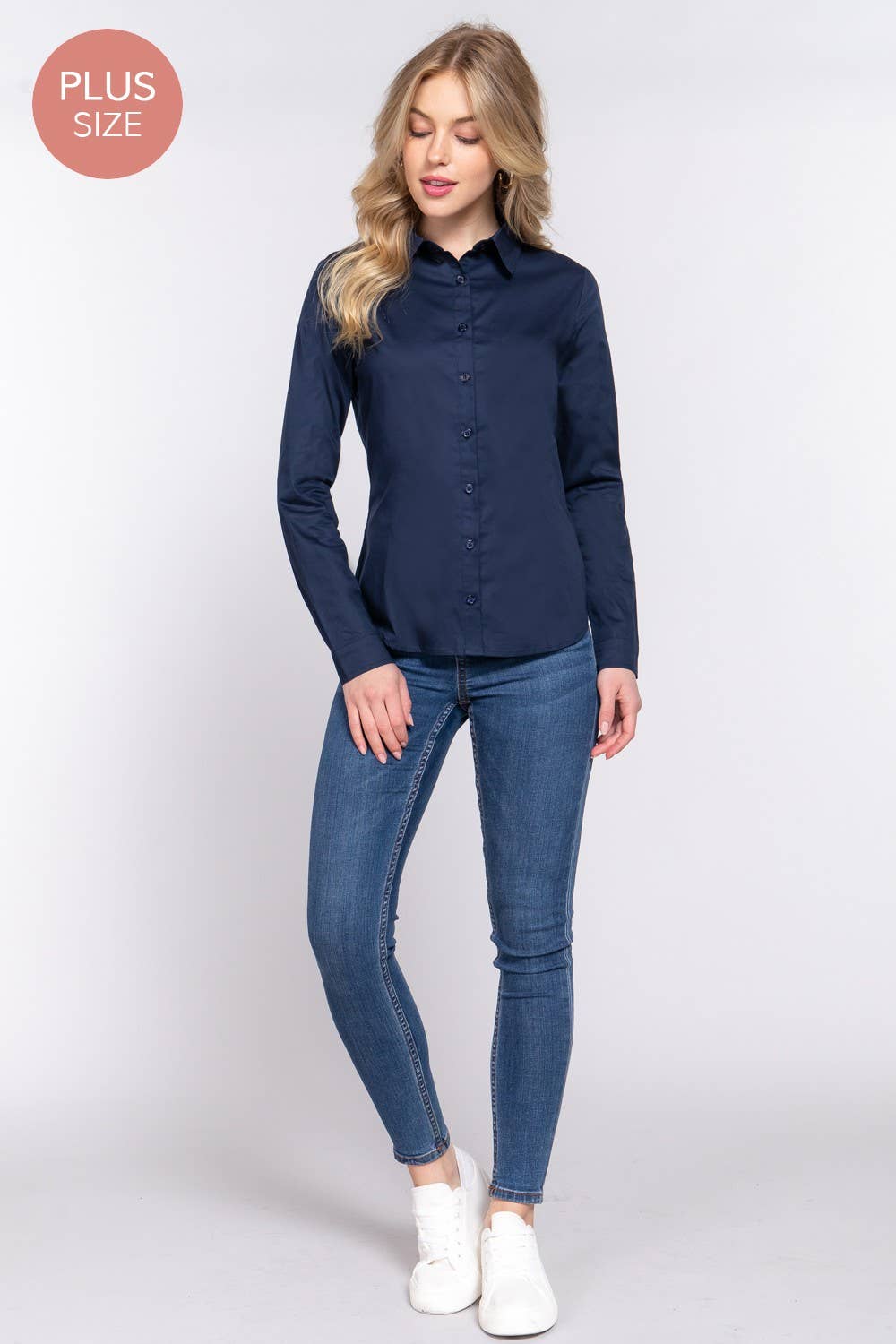 The Vivienne Shirt - Curvy, Stretch Cotton Button Down