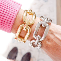 Thumbnail for Chunky Chain Statement Stretchy Bangle Bracelet in gold or silver tone